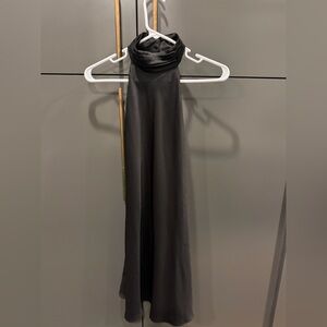 MISHA Black Satin Halter Maxi Dress w/ Oversized Removable Bow – Size S / EU 3